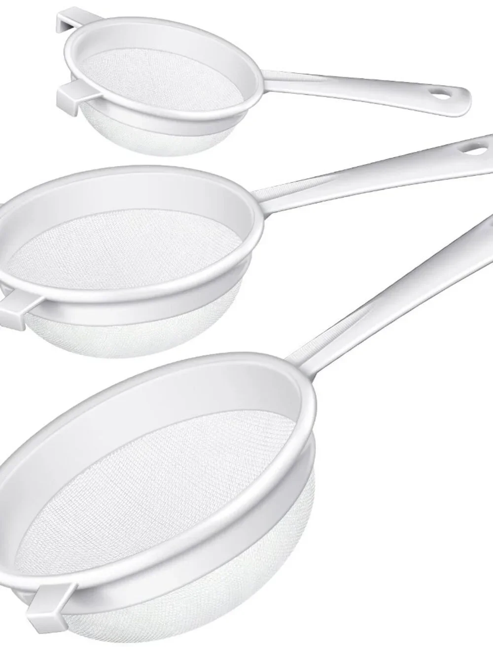 3 Pcs Plastic Nylon Mesh Strainer Colander with Handle Double Ear Fine Food Mesh
